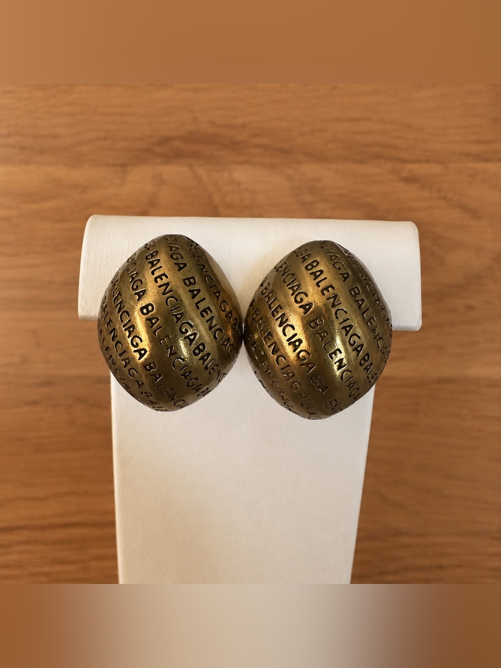Balenciaga Gold-Tone Dome Logo Earrings